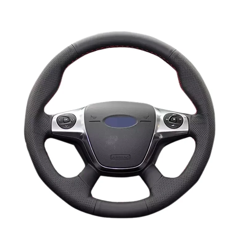 APPDEE Black Artificial Leather Car Steering Wheel Cover for Ford Focus 3 2012-2014 KUGA Escape 2013-2016 C-MAX 2011-2014