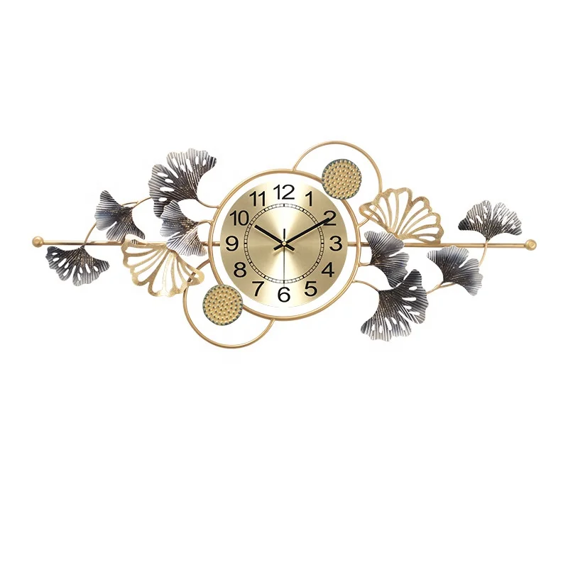 New Arrival 3D Rustic Metal Leaves Design Creative Home Decorative Wall Clocks