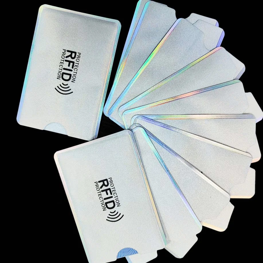 Matting Brushed gold glitter laser RFID Blocking credit card sleeve