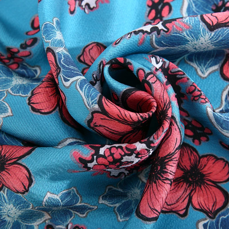 
 Высококачественные товары, 12 мм, красные ткани с цветочным принтом, шелковая ткань, шелковая ткань, 100% чистый принт  