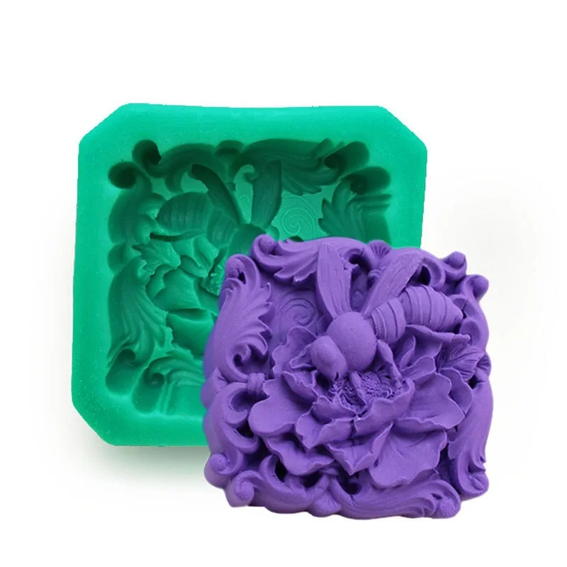 Fusimai 3d Honeybee Fondant Cake Decorated Silicon Mould Bee Pattern Silicone Hand Made Soap Molds