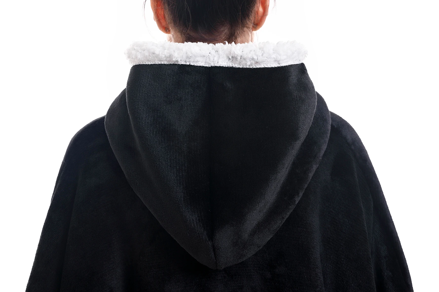 Women Men Open Front Flannel Fleece Hooded Poncho Blanket Shawl Capes Sweater Long Wearable Cloak