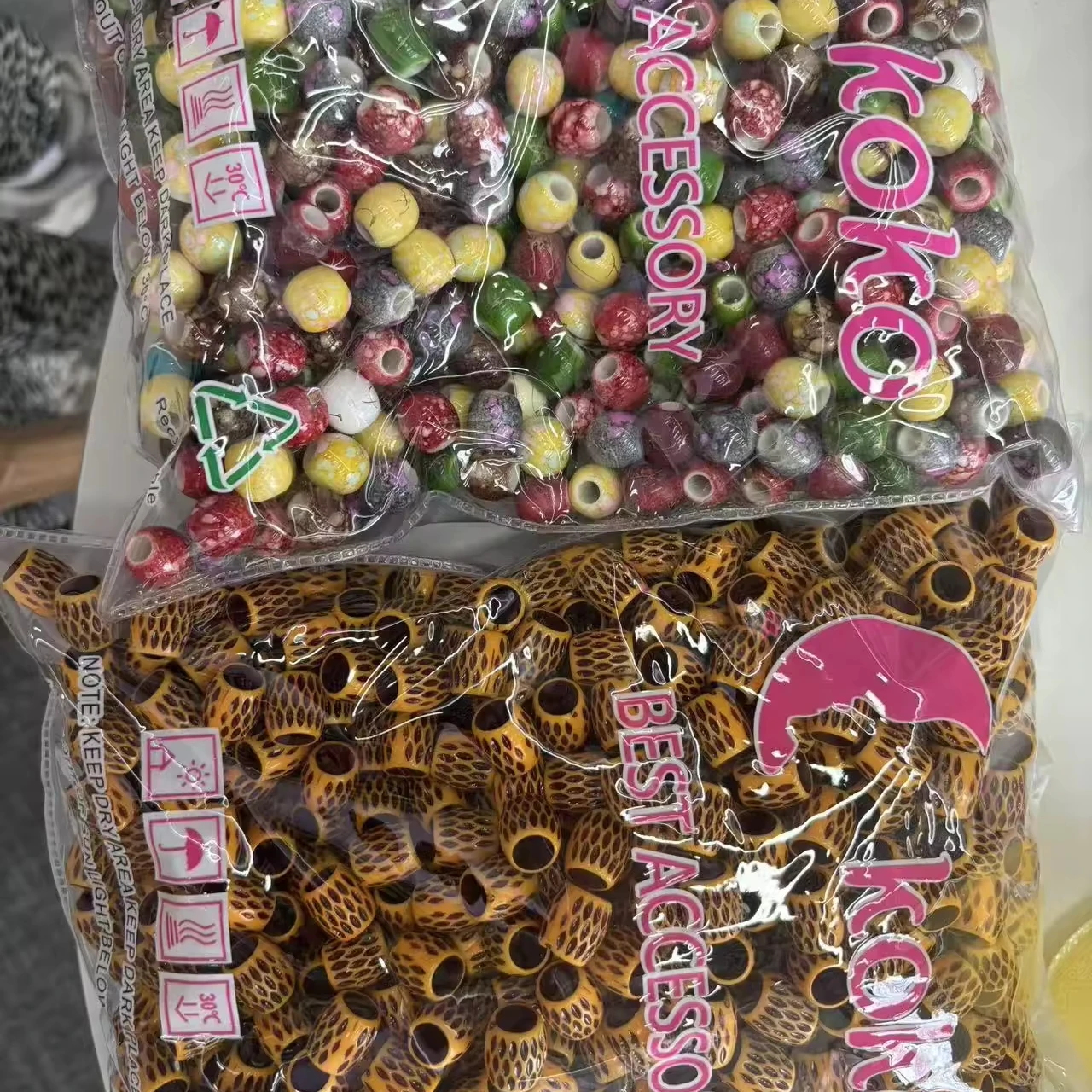 2024 Mylulu Wig braid Plastic Pony Bead Braid Beads Hair Accessories For Braids Children Multi-Colored Beads For Hair