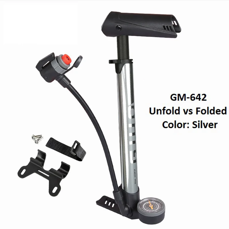 120 PSI GIYO Bike Air Pump with Pressure Gauge Mini Portable Bicycle Tire Pump fits Presta Schrader Dunlop Valve MTB Bike Pump