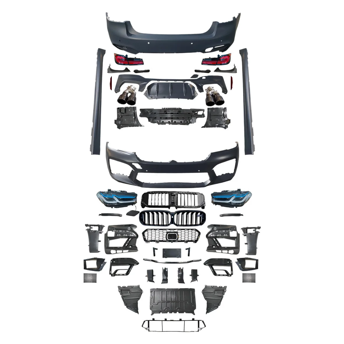 Подходит для BMW 5 серий G30/G38 от старого до нового M5 большой обволакивающий Комплект переднего стержня с передними и задними стержнями фар