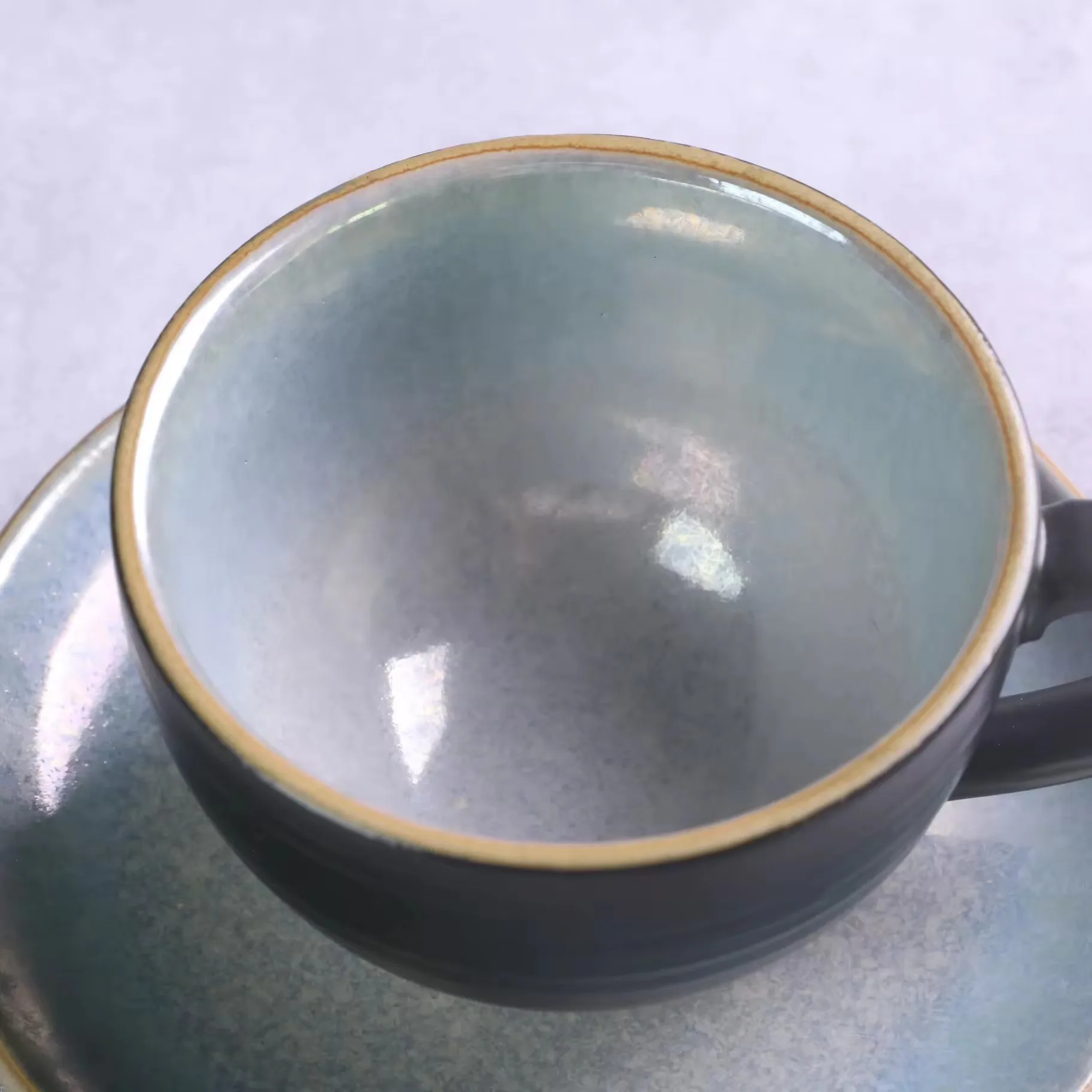 Nordic style unique matte black glossy glazed luxury ceramic tea cups saucers custom coffee cup for home hotel