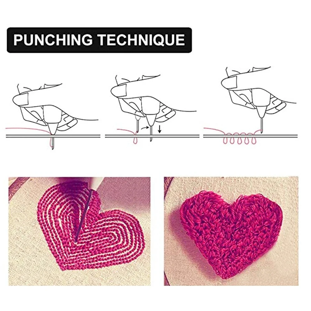 10pcs/set Punch Needle Wooden Embroidery Pen Yarn Punch Needle Knitting Embroidery Pen Weaving Felting Craft Needle Threader