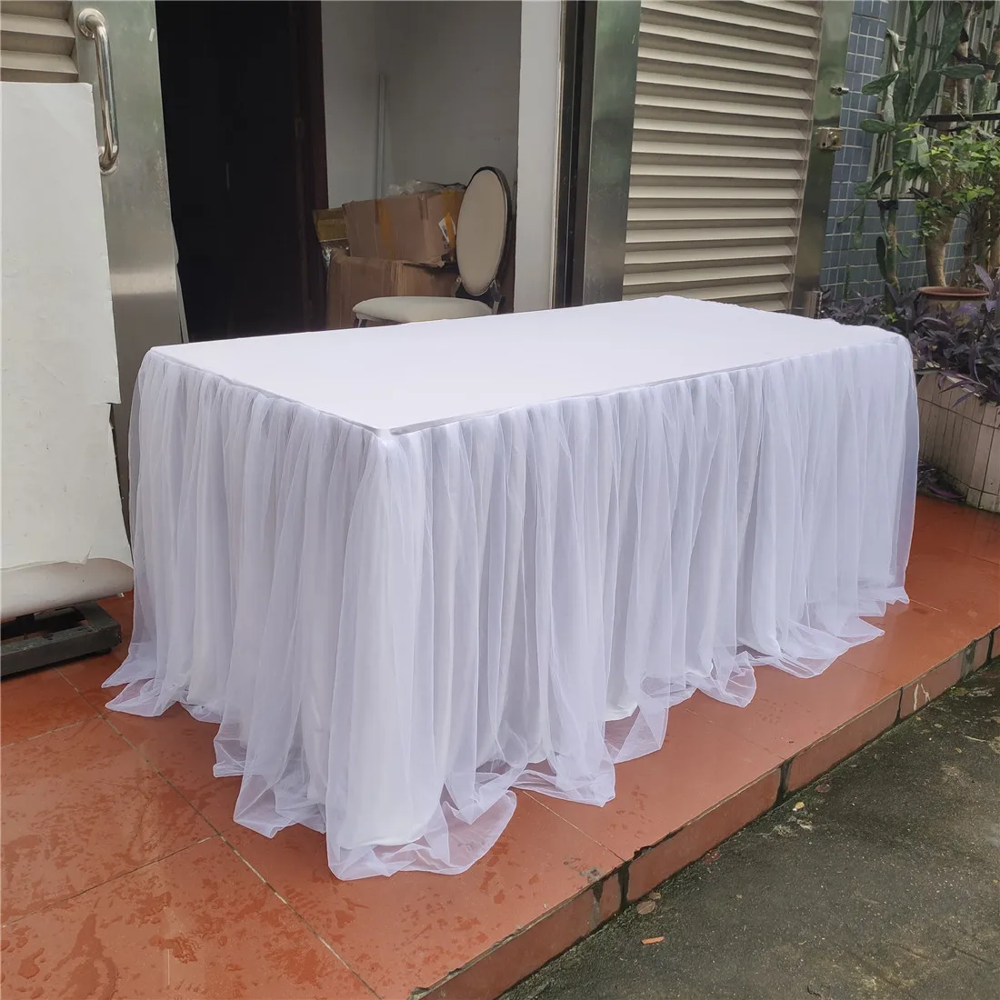 Modern Ethereal White Silk and Fabric Square Hotel Banquet Wedding Tablecloth YC-0327