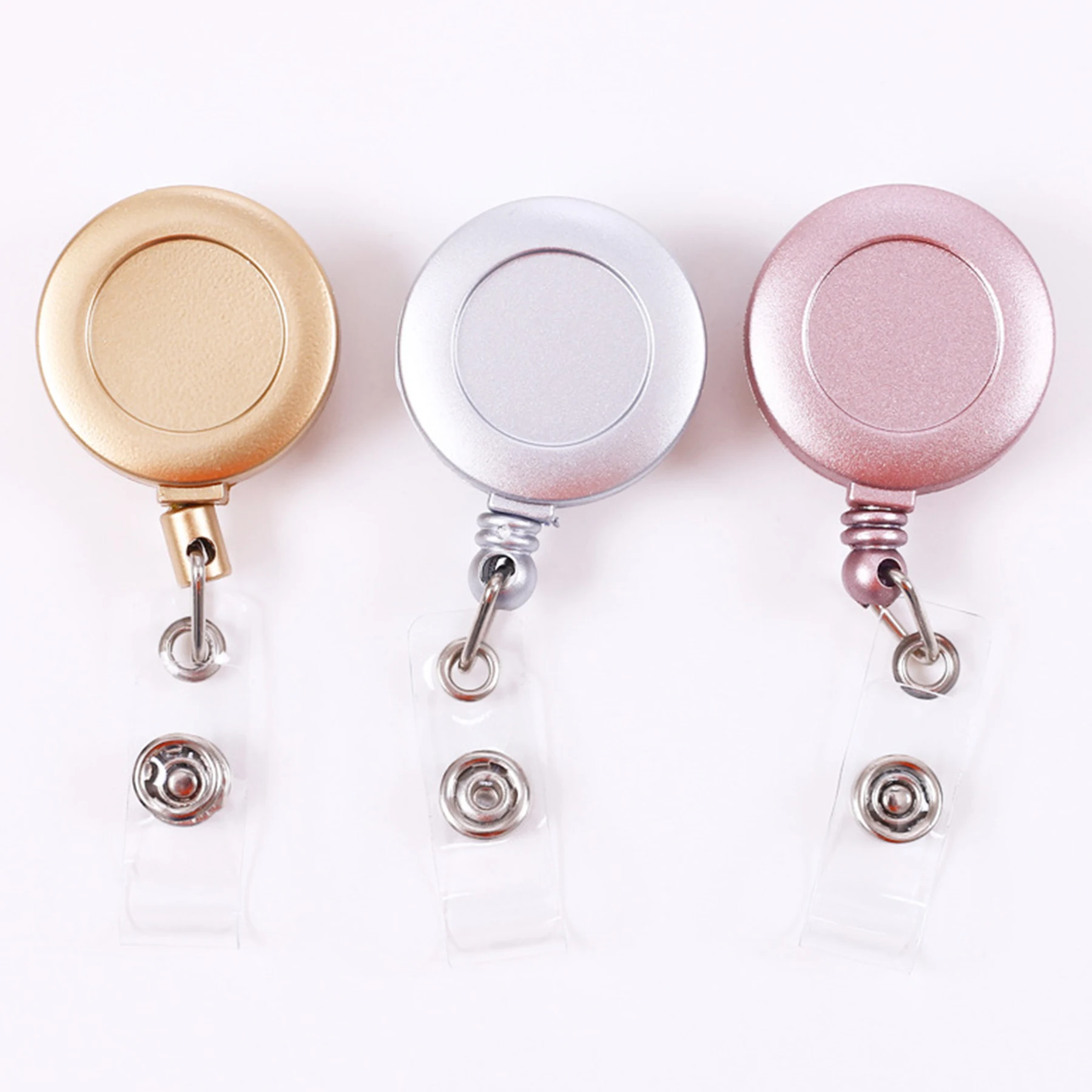 32MM Silver Golden Rose Gold ID Card Retractable Keychain Nurse Blank Badge Holder Alligator Clip ABS Wholesale Badge Reel
