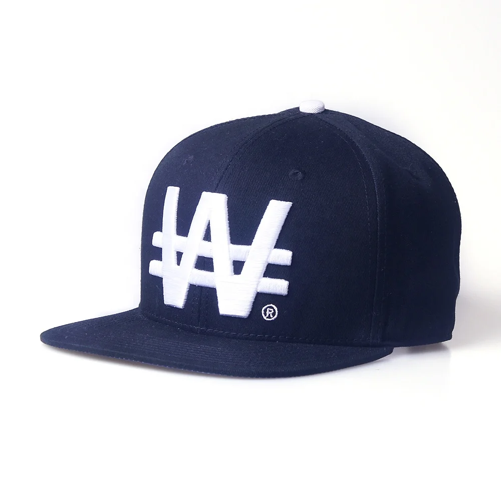 High Quality Custom Design 3d Embroidery Navy Cotton Snapback Cap Hat For Unisex