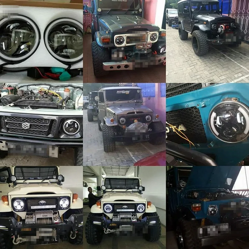 7inch Led Headlight Hi/Low Beam Light Signal Halo Angle Eyes DRL Headlamp For Jeep Wrangler Off Road 4x4 suzuki samurai