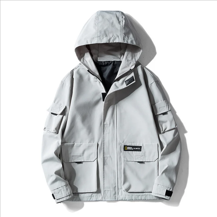 Men Fashion Stand Collar Oversized Boy Clothing Thin Black Mens Hooded Bomber Jackets Coat