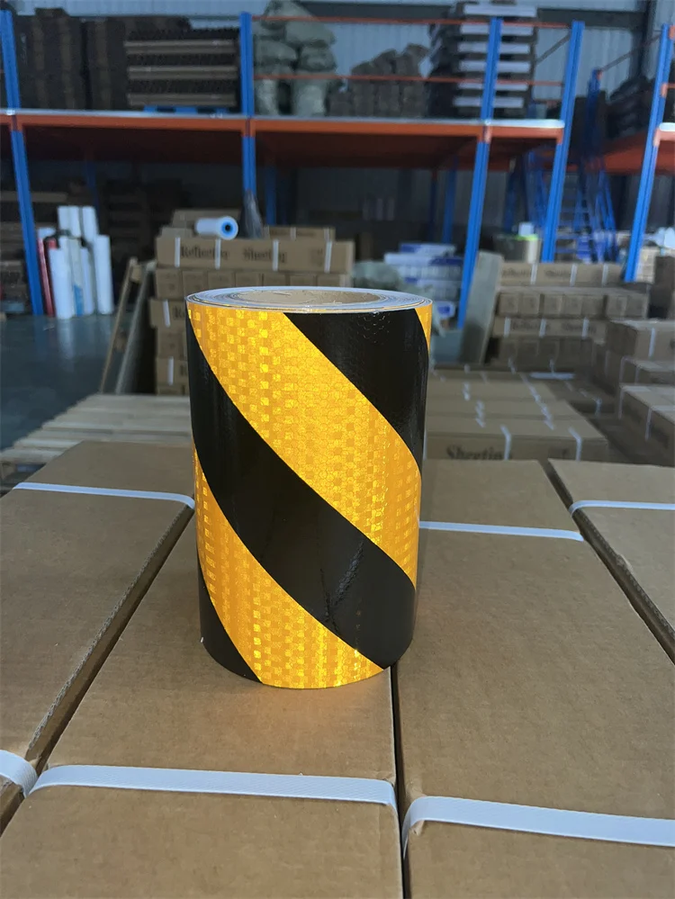 Yellow White PVC Warning Reflective Adhesive Tape PVC cheap twill honeycomb reflective tape