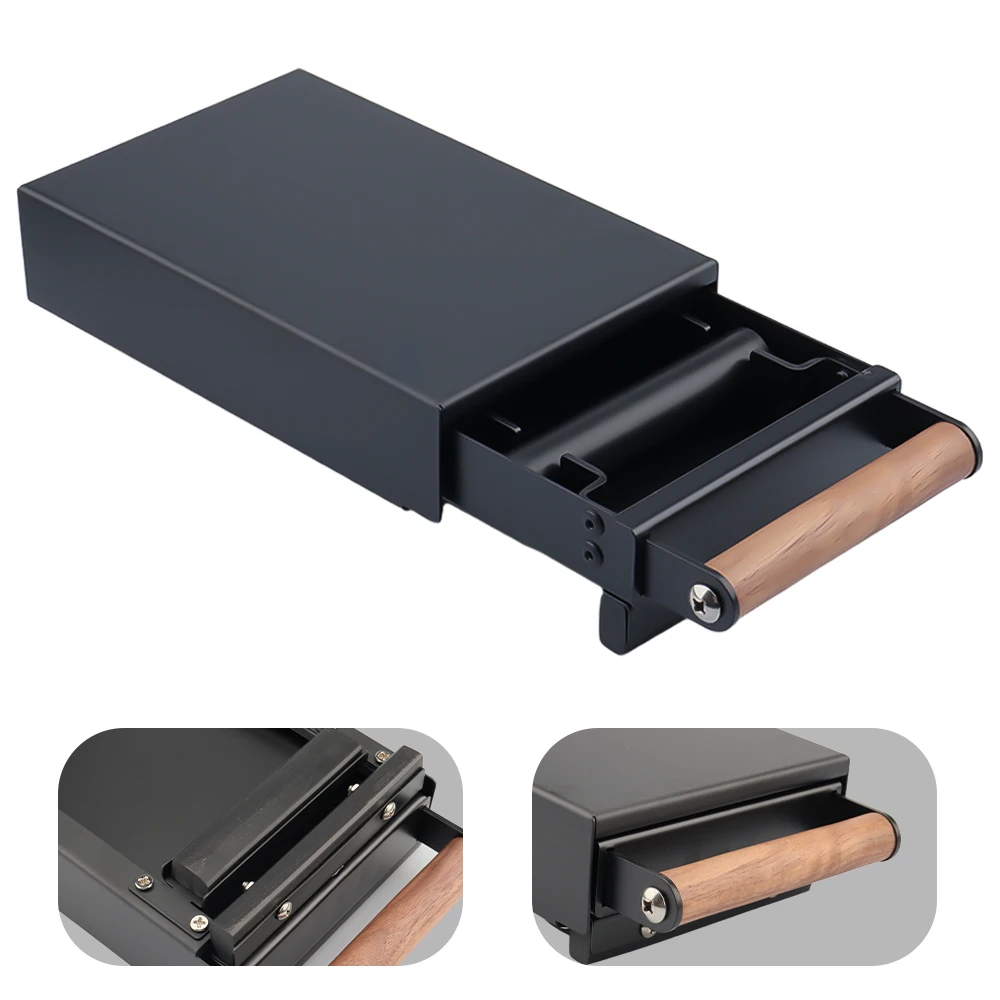 Super Mini Stainless steel Coffee Accessories Barista Knock Box Drawer With Wooden Handle Free Custom Logo