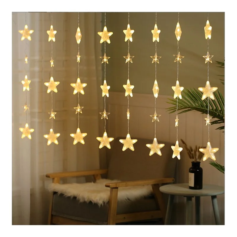 Holiday Wedding Hanging Led Window Curtain Yellow Lights String Light For Party