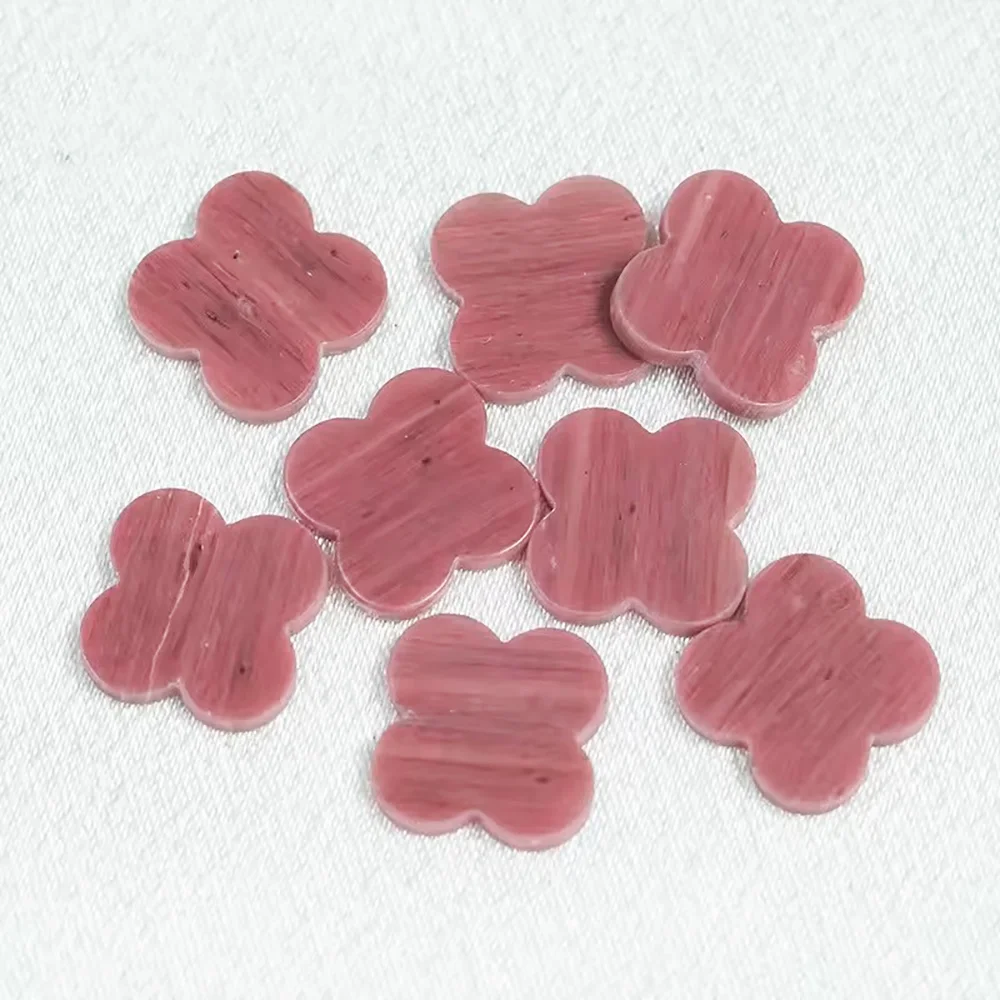 Natural Rhodonite Gems Rose quartz flat cutting four leaf clover customized Wholesale High quality Rhodonite gems