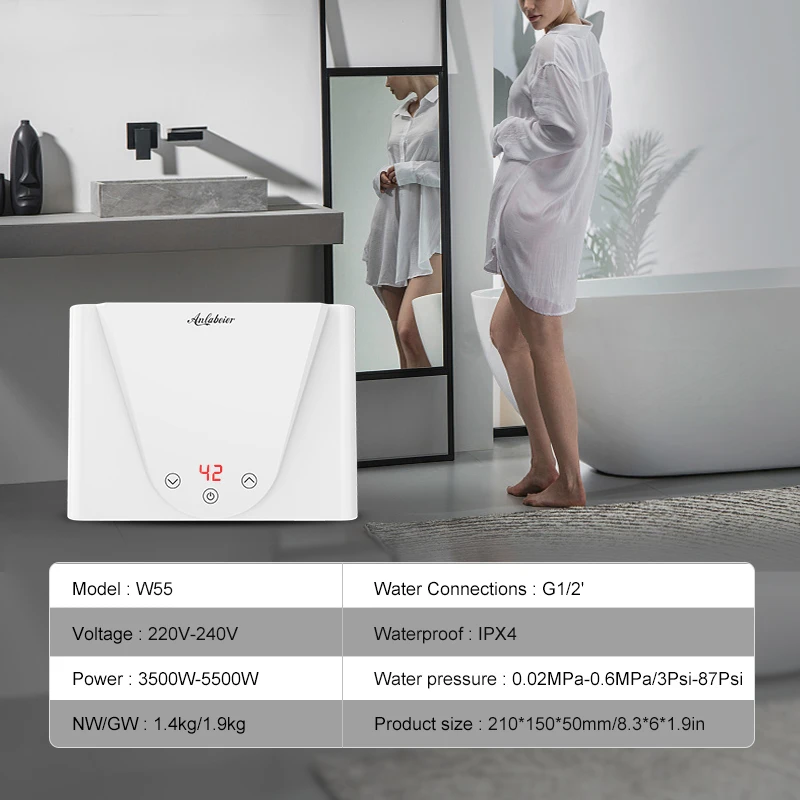 240V 5500W single and multipoint supply hot water small bathroom water heater