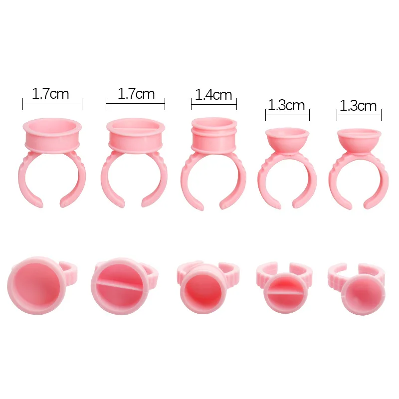 Pink Disposable Eyelash Glue Rings White Lash Extension Glue Rings Bulk Microblading Pigment Tattoo Ink Holder Cup Ring 100 pcs