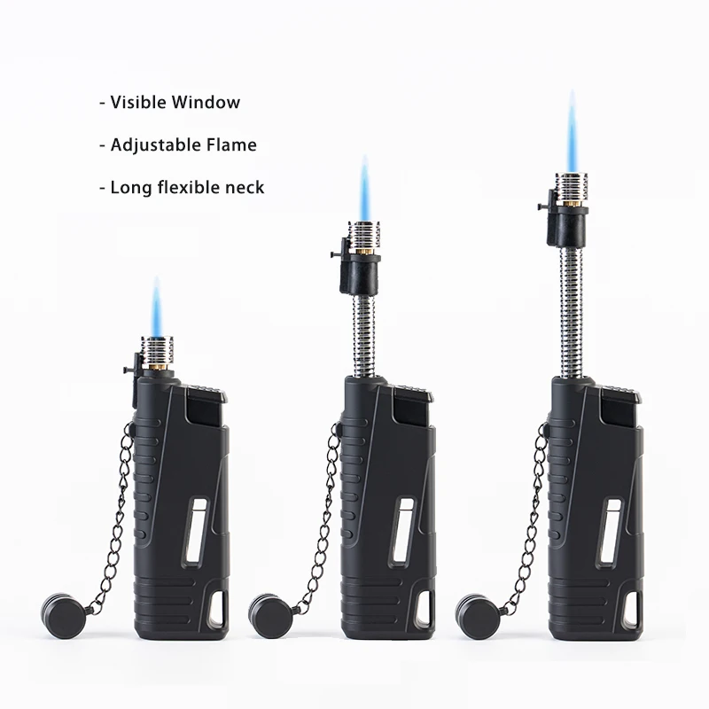 Outdoor Branded Flexible Neck Refillable butane Camping Sports Lighter One Jet Flame Torch Lighter