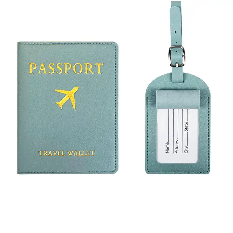 2023 Wholesale pu leather passport cover card holder low price travel passport cover and luggage tag set passport holder