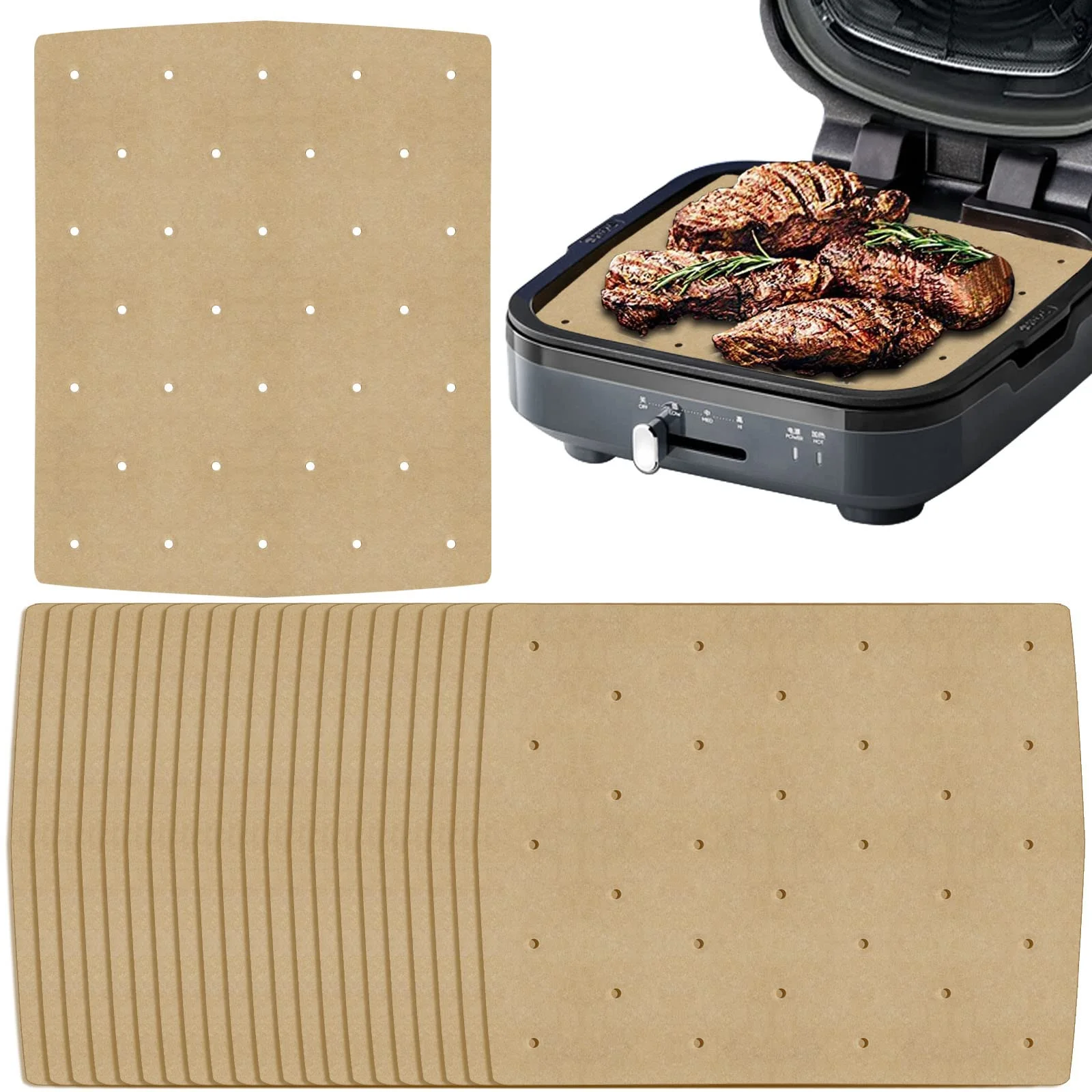 Food Grade High Temperature Resistant 100 pcs Non-stick Air Fryer Disposable Paper Liners Parchment paper