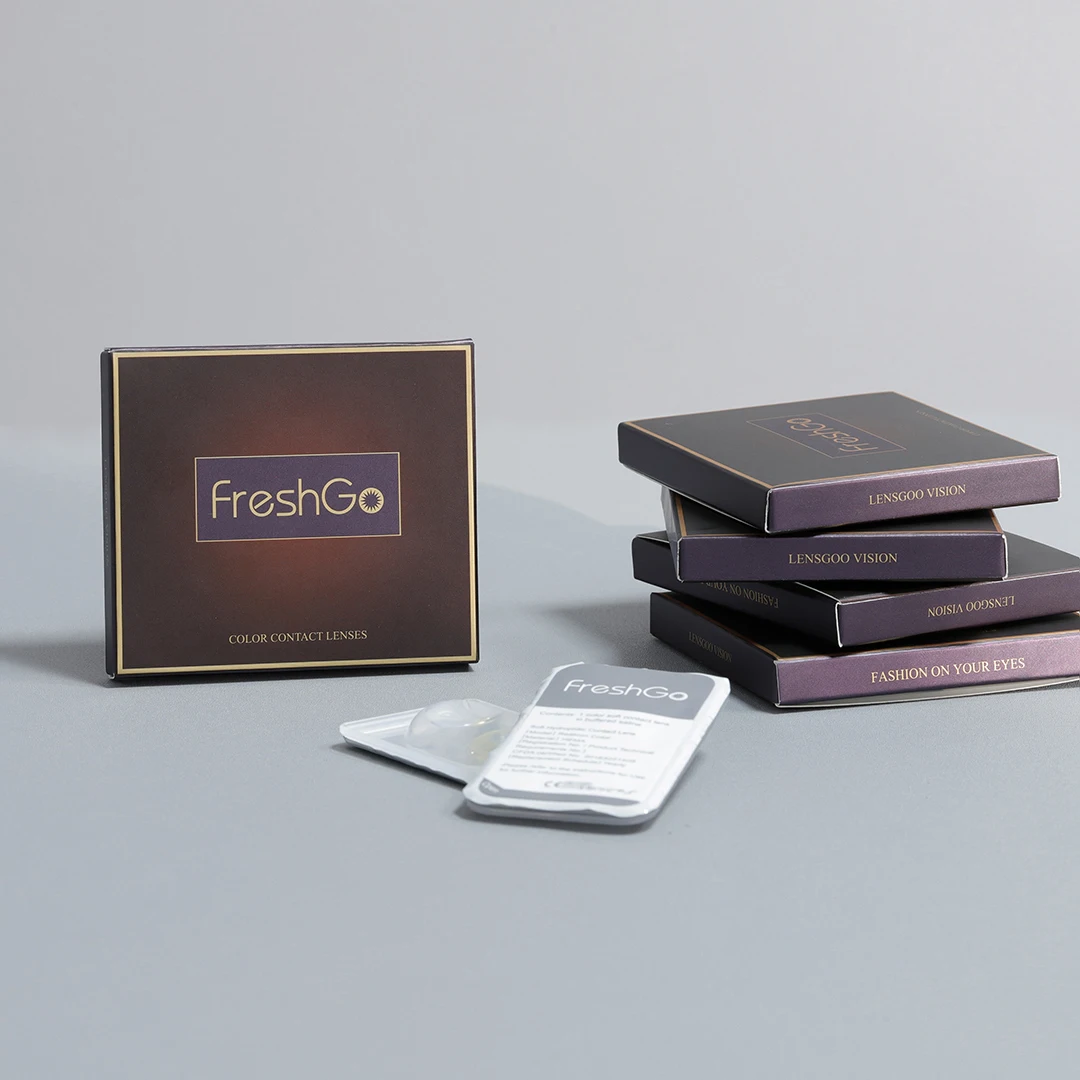 Free Fancy look hidrocor Crystal color contact lenses paper box Fresh looking 3 tone luxury color contacts paper package