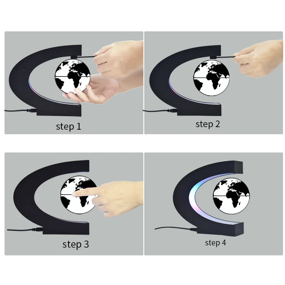 Good  quality Drop shipping C Shape Magnetic Levitating Floating Globe world map globe for Decoration
