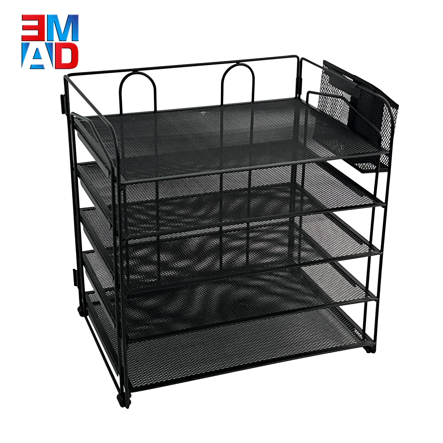 Black fancy 5-trays desktop magazine holder rack stationery office paper document holder organizer for desk file storage trays