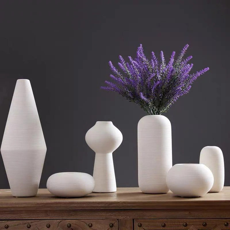Nordic Modern Minimalism Porcelain White Nordic Table  Ceramic Handmade Vase Home Decor Irregular Flower Ceramic Vases
