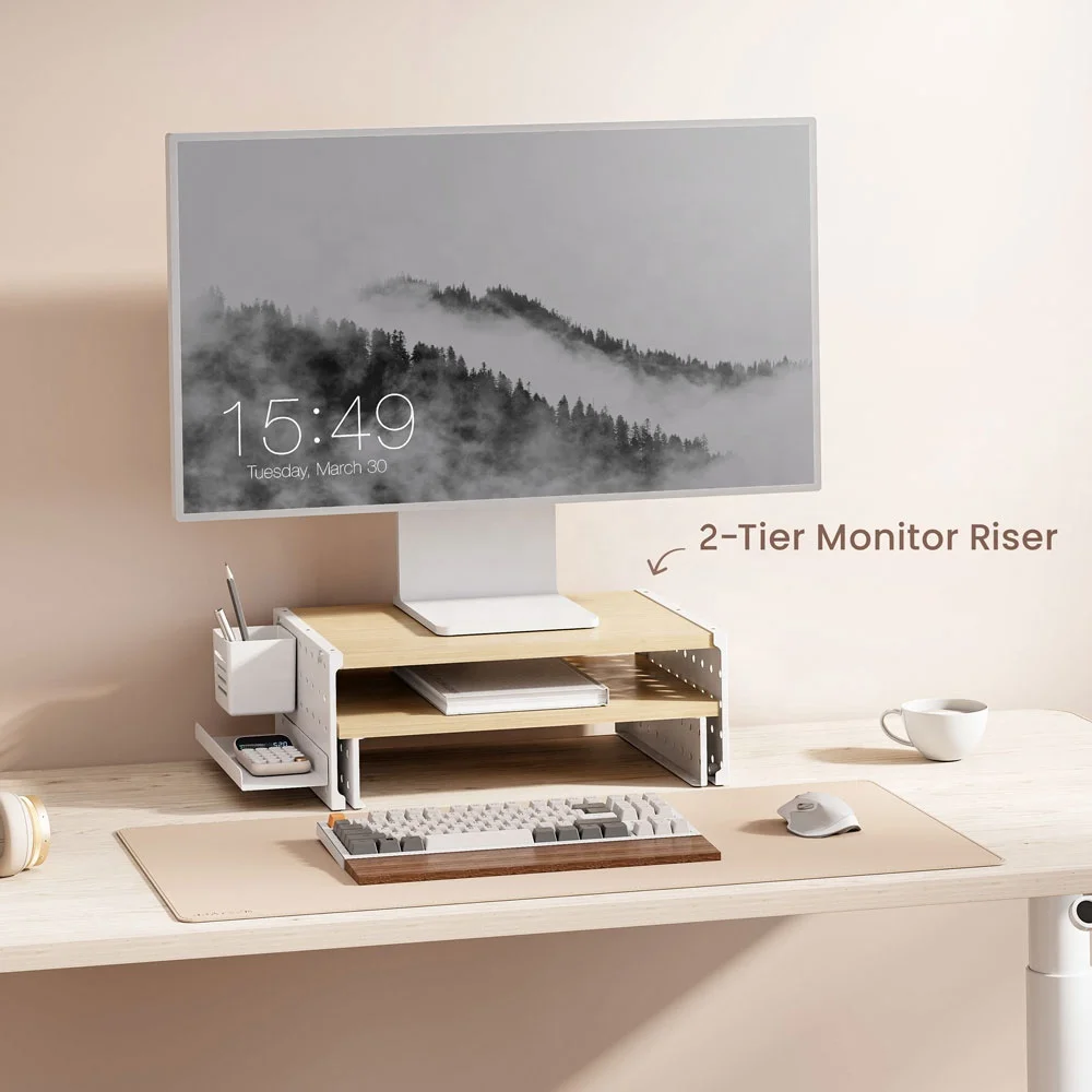 Wholesale Monitor Riser Computer Stand Versatile Monitor Riser Desk Organizer with Pegboard Home Office Modern Design