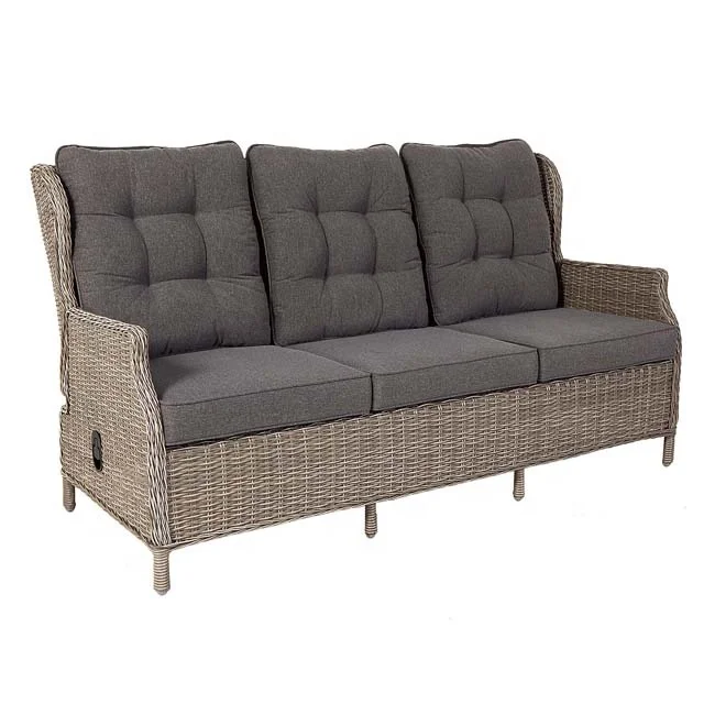 High Back 4pcs Recliner Alu Rattan Outdoor Furniture Sofa Set