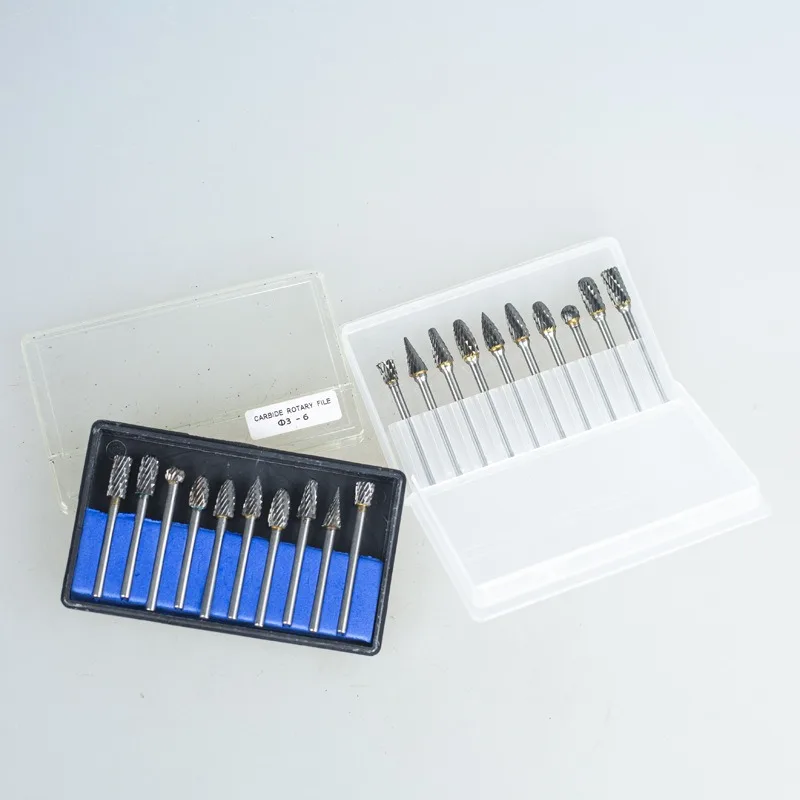 Yunbei 10 Pcs 1/4 Carbide Burr Set 1/4 Shank Die Grinder Drill Bits Grinding Bits for Metal Rotary Tool Attachment Accessories