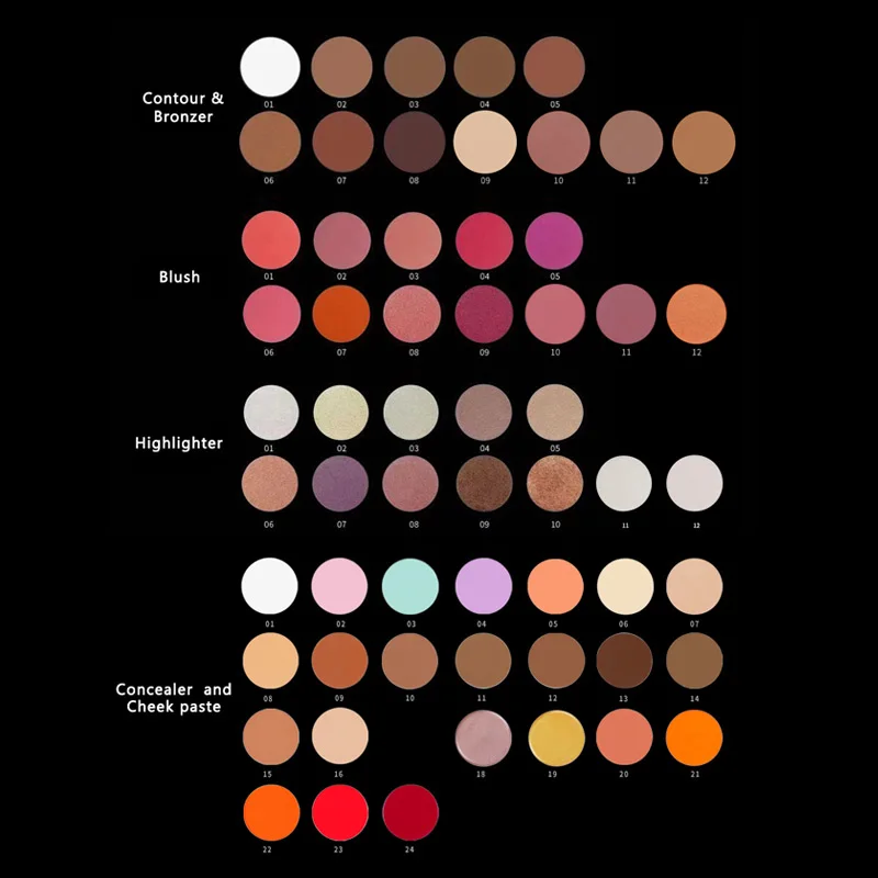 New Product Private Label Makeup Vegan Powder Contour Blush Higlighter Concealer Palette