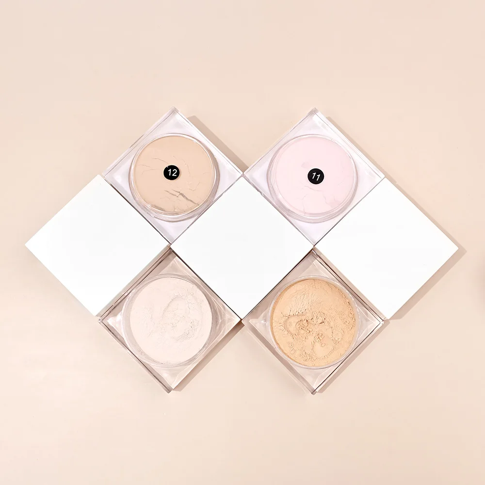 Setting Makeup 15 Colors Options Waterproof Oil Control Long Lasting White Lid Custom Logo Loose Powder