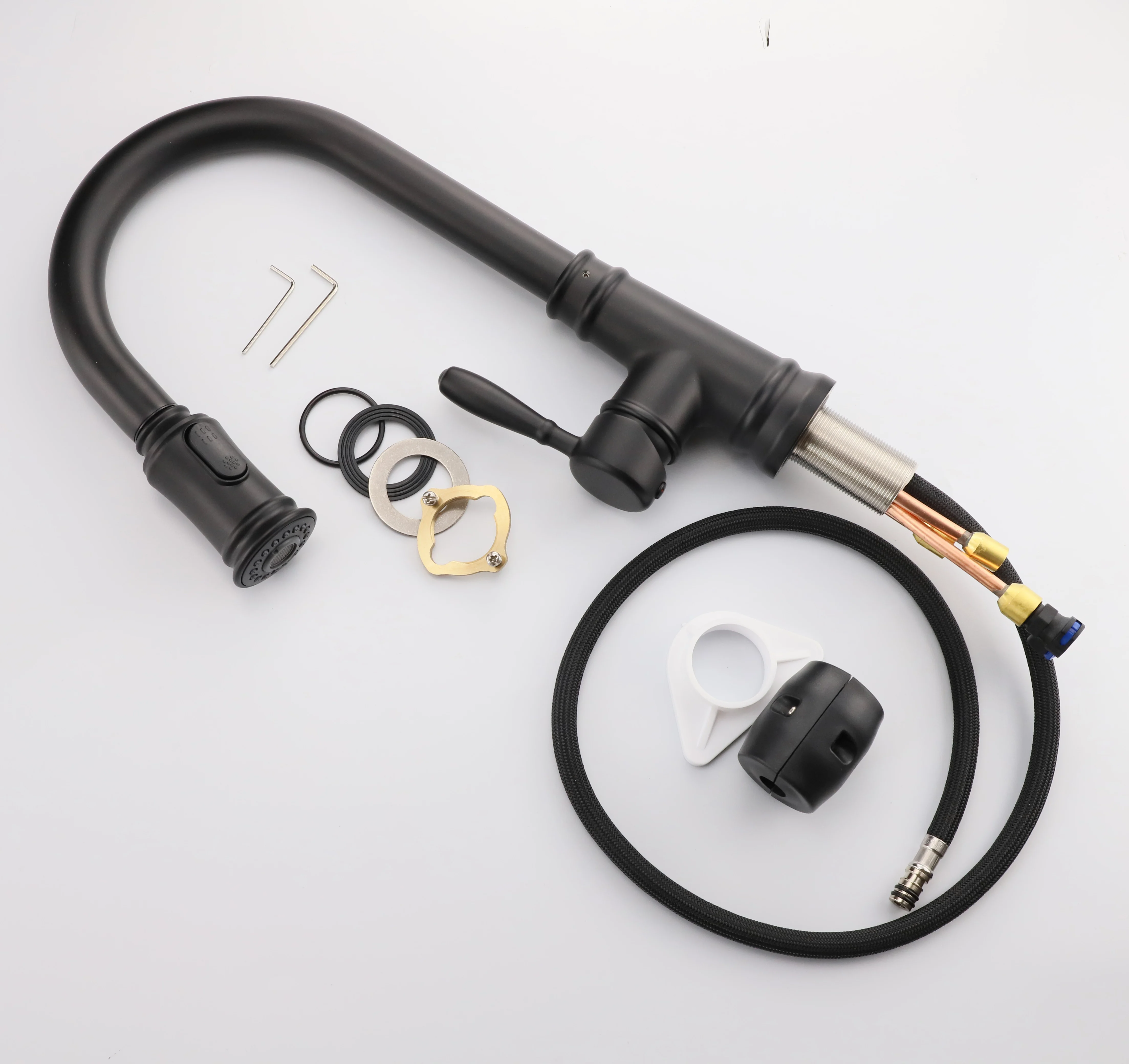 Customized Retro Vintage Pull out Sprayer Head Kitchen Sink Faucet Tap Hot Cold Water Saving with Customized Casting Design