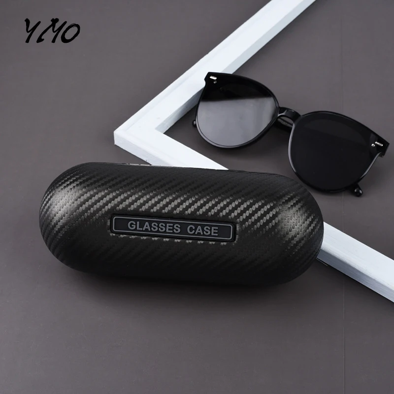 2022 New Carbon Fiber Material Sunglass Case Black Leather Men Eyewear Case Ladies Glass Holder Protect Logo Customized Case
