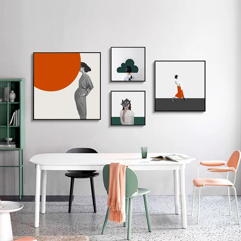 Wall Art Canvas Painting Big Hat Dresses Paris Fashion Girl Nordic Posters and Prints Wall Pictures for Living Room Home Decor