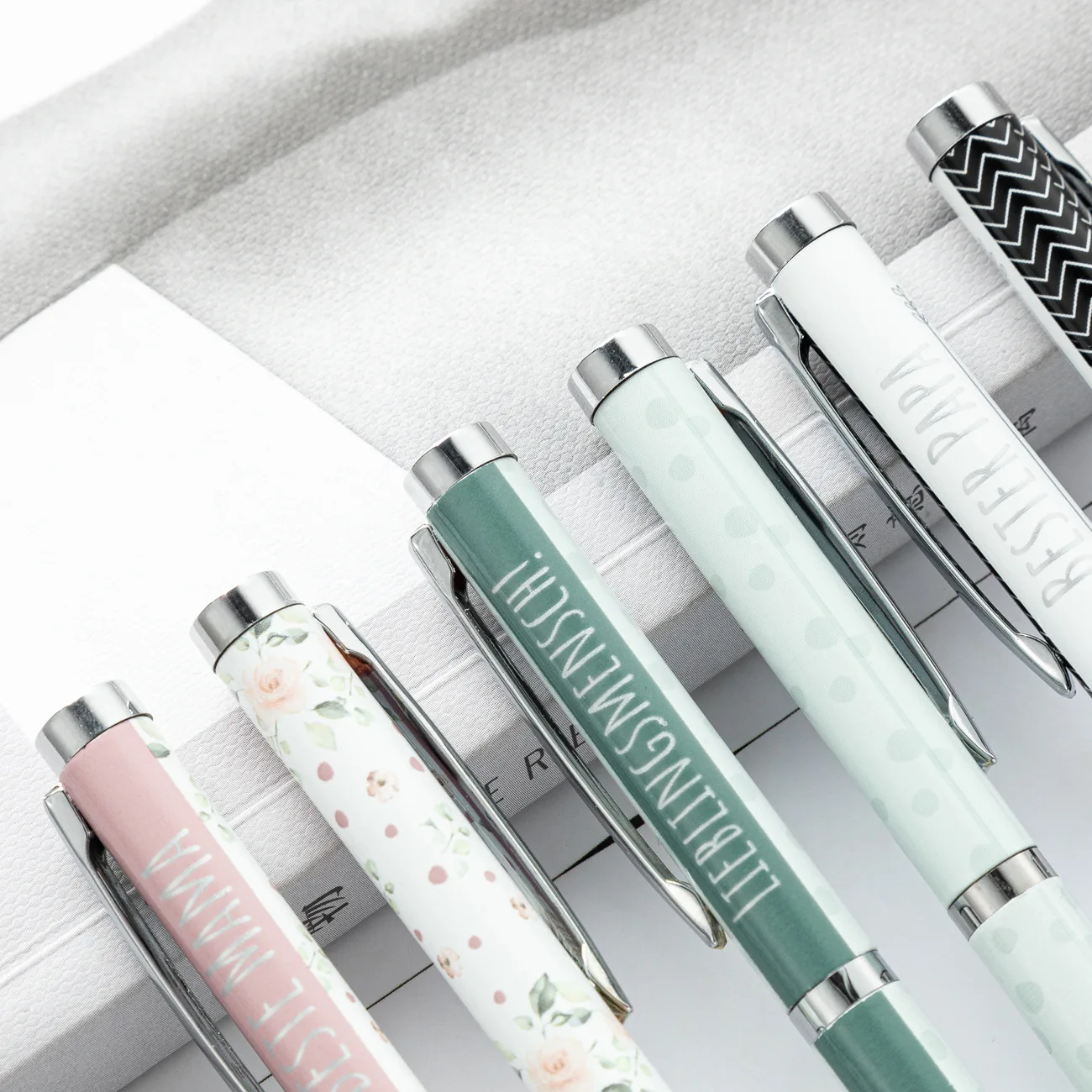 New Sublimation Heat Transfer Metal Ballpoint Pen With Rotary Hotel Conference Multi-color Flower Film Custom Logo For Gift