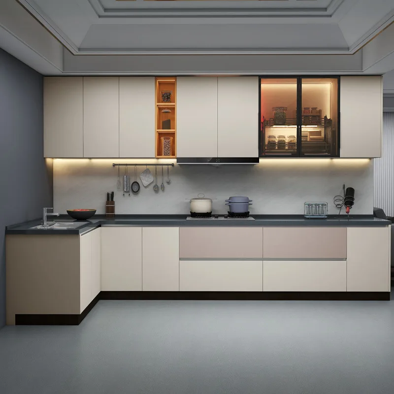 Modern Ready To Assemble Modular Style White kitchen furniture solid wood kitchen cabinet cupboard sets kitchen cabinet model