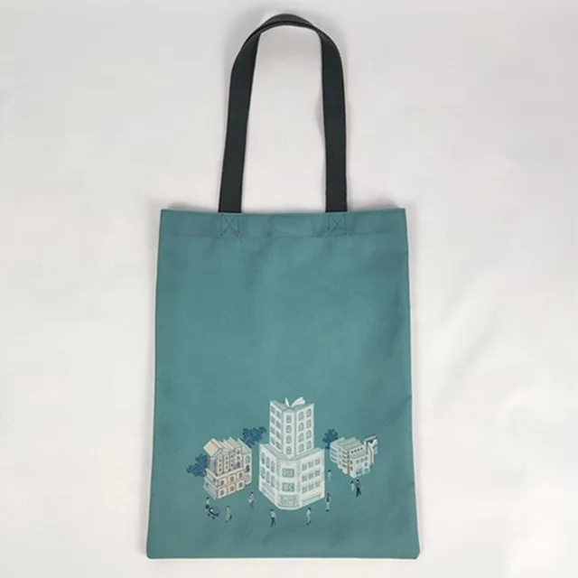 Blue Plain Canvas Cotton With Zipper Tote Bag Black Canvas Cotton Shopping Bag Custom Printed With Logo