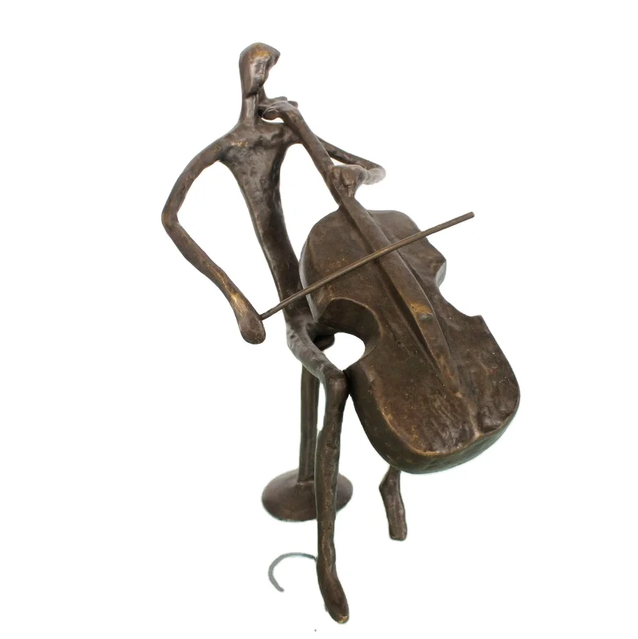 Male cello wrought iron ornaments cast iron bronze sculpture for home decoration