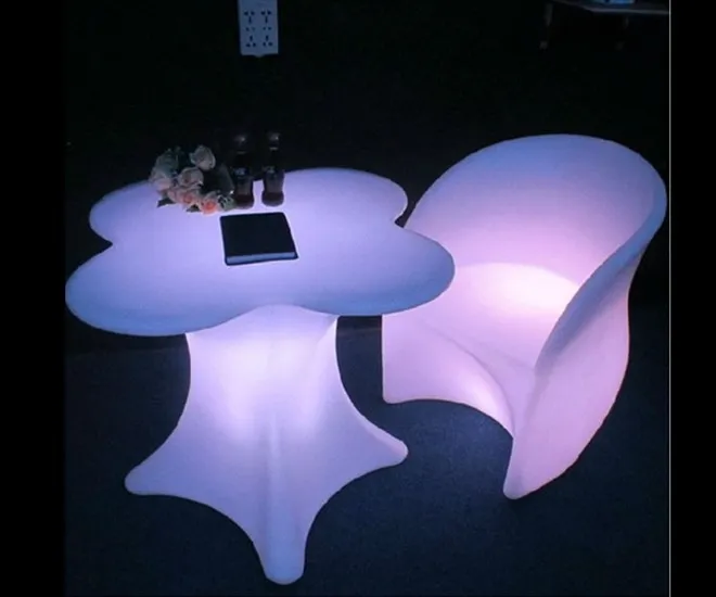 Factory sale cheap plastic tables and chairs rechargeable led bar furniture
