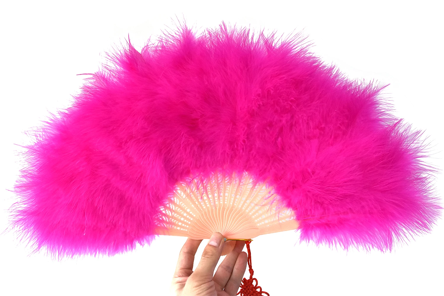 Handheld Marabou Feather Fan 1920s Vintage Style Flapper Hand Fan for Costume Party and Dancing-Acid Blue