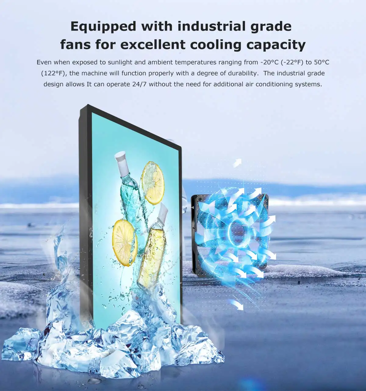 IP65 55 Inch Outdoor Screen Digital Drive Thru Menu Boards Waterproof LCD Advertising Digital Signage And Displays