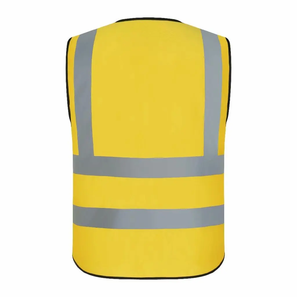 
100% Polyester high visibility sports protection yellow safety vest with pockets 