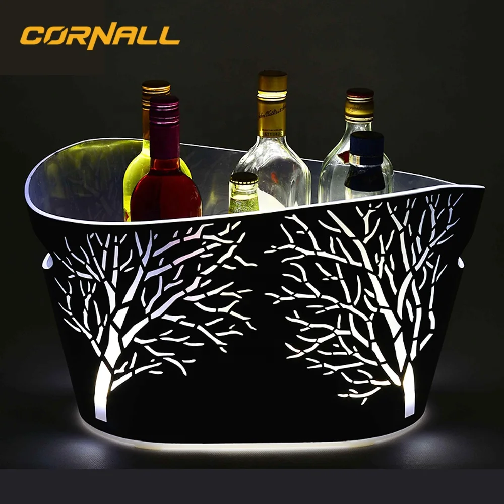Bar drink cooler Black Double Walled beer Champagne Vodka Acrylic led Ice Bucket