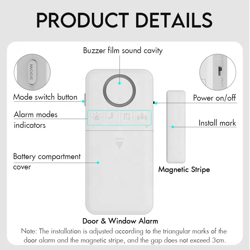 Home Security House Window Door Burglar Alarm Wireless 130dB Window  and Door Alarm Sensor