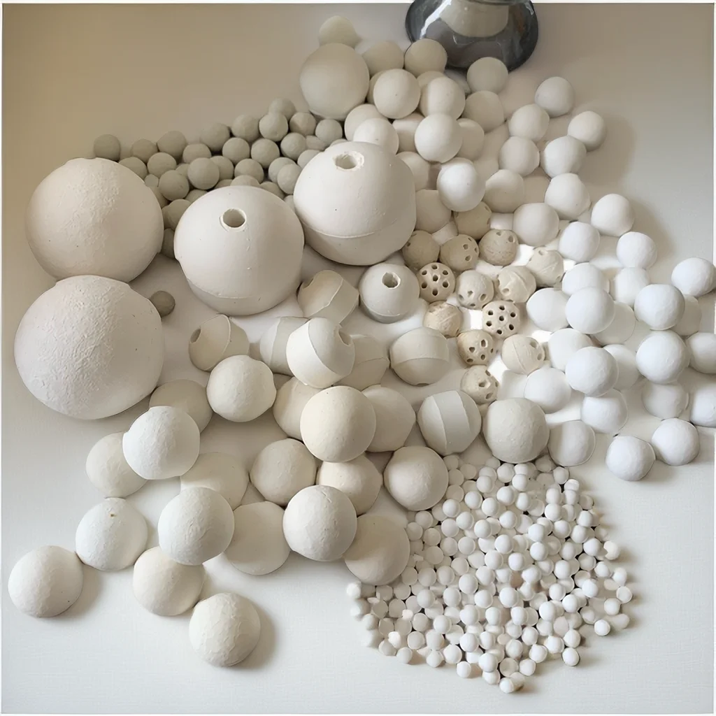 Inert alumina ceramic solid balls with industrial fillers