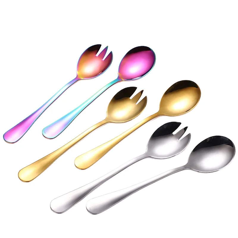 Colorful Wedding Party Dinner Ice Cream Coffee Dessert Flatware Salad Servers Spoon And Fork Set Stainless