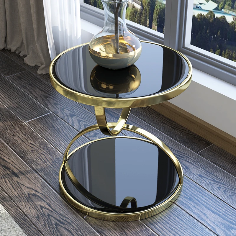 
European style modern white marble golden stainless steel leg coffee table side table 